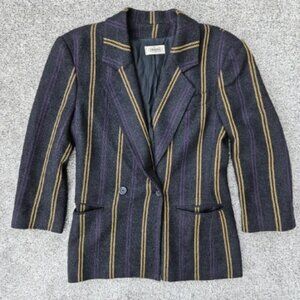 Missoni Italian Vintage Gray Fitted Pin Striped Blazer Jacket Womens 8 Medium